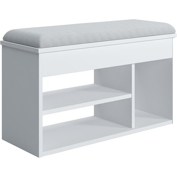 Pantofar tip taburet Pera, alb, 80 x 31 x 46 cm