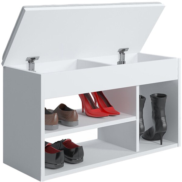 Pantofar tip taburet Pera, alb, 80 x 31 x 46 cm