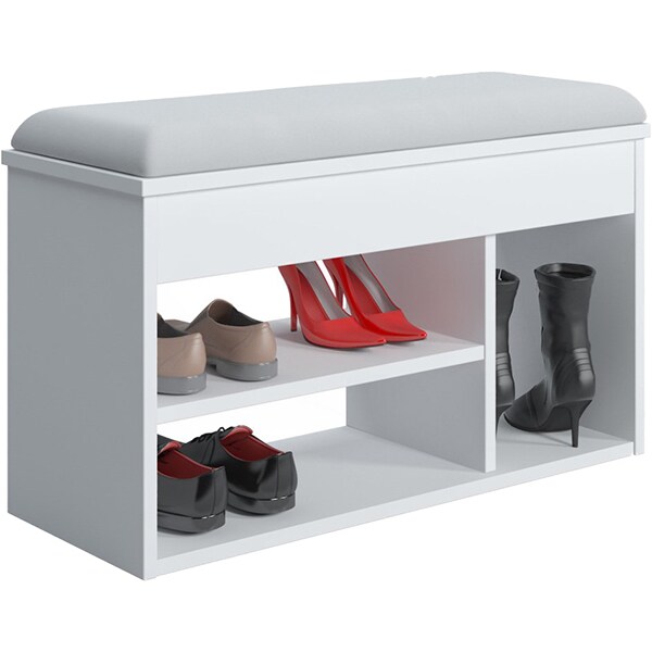 Pantofar tip taburet Pera, alb, 80 x 31 x 46 cm