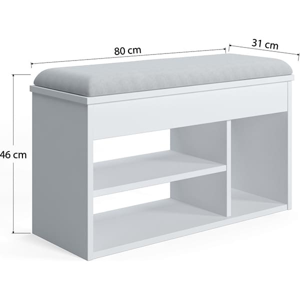Pantofar tip taburet Pera, alb, 80 x 31 x 46 cm