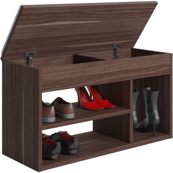 Pantofar tip taburet Pera, nuc, 80 x 31 x 46 cm