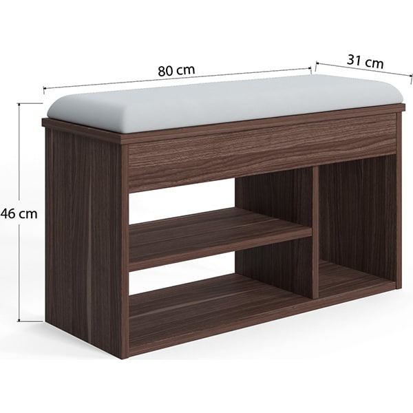 Pantofar tip taburet Pera, nuc, 80 x 31 x 46 cm