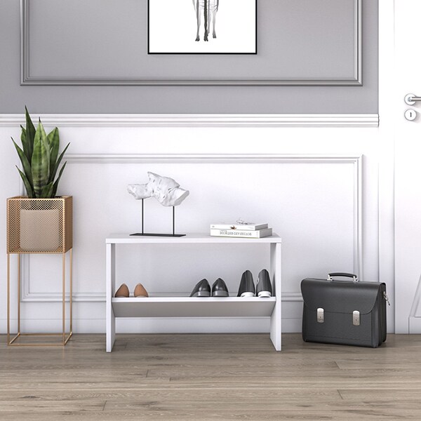 Pantofar tip taburet Mio, alb, 68 x 25 x 44 cm