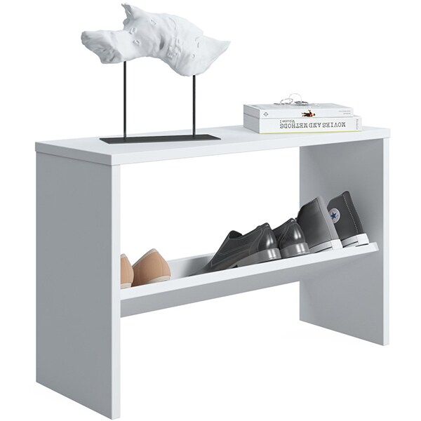 Pantofar tip taburet Mio, alb, 68 x 25 x 44 cm