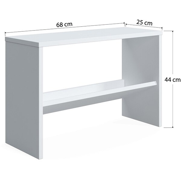 Pantofar tip taburet Mio, alb, 68 x 25 x 44 cm