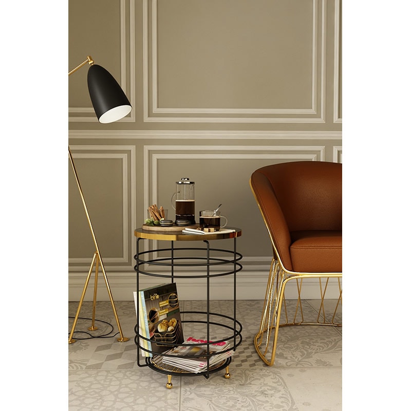 Masuta cafea BinoAvantgarde01, 40 x 40 x 55 cm, auriu