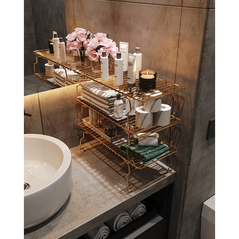 Scurgator vase BinoGold12, 42 x 19 x 15 cm, auriu