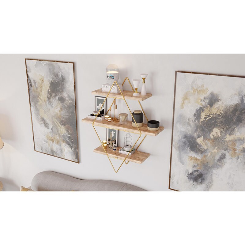 Raft perete BinoGold13, 60 x 16 x 70 cm, auriu