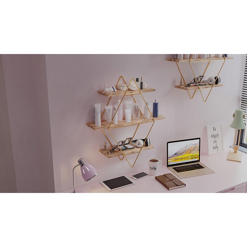 Raft perete BinoGold13, 60 x 16 x 70 cm, auriu