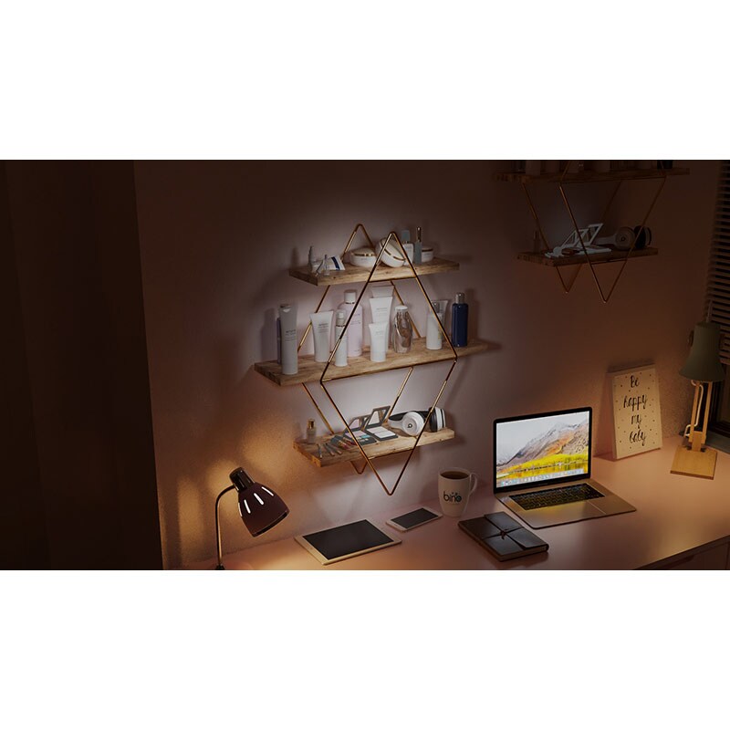 Raft perete BinoGold13, 60 x 16 x 70 cm, auriu