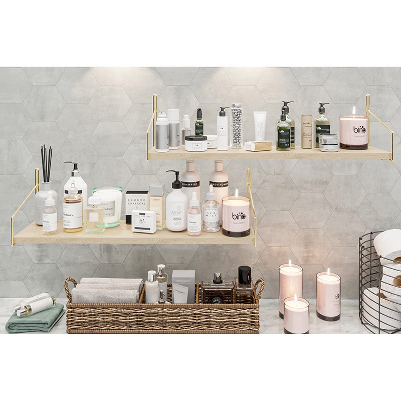 Raft perete BinoGold502, 60 x 15 x 15 cm, auriu