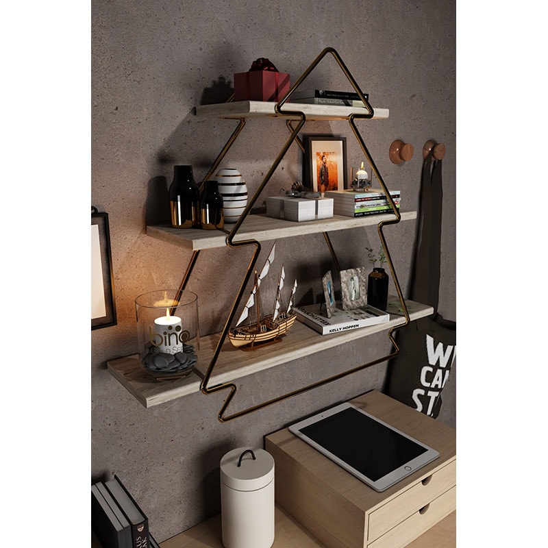 Raft perete BinoGold507, 60 x 15 x 53 cm, auriu