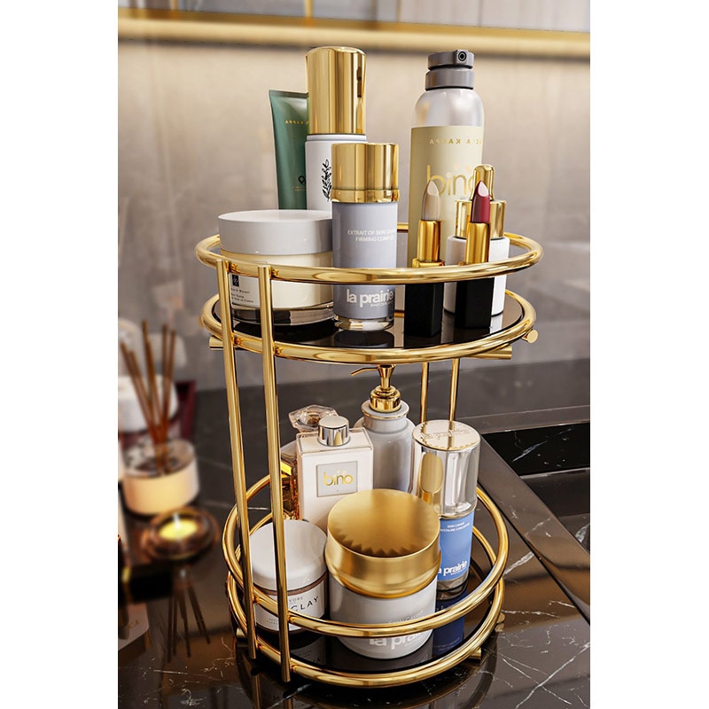 Organizator cosmetice BINOGOLD09, 23 x 23 x 27 cm, auriu