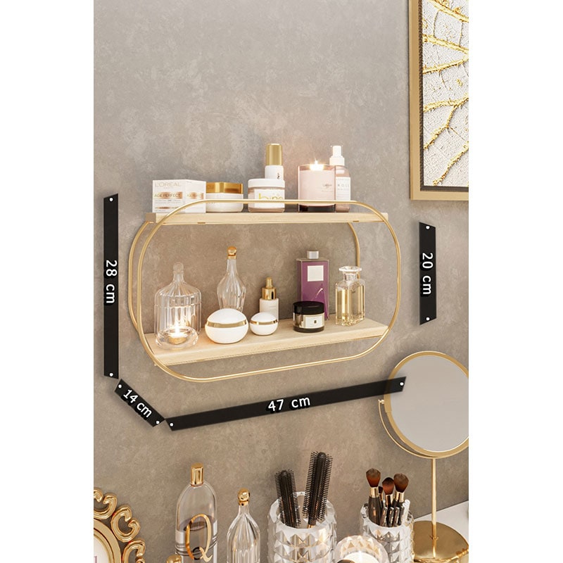 Raft perete BinoGold642, 47 x 15 x 28 cm, auriu