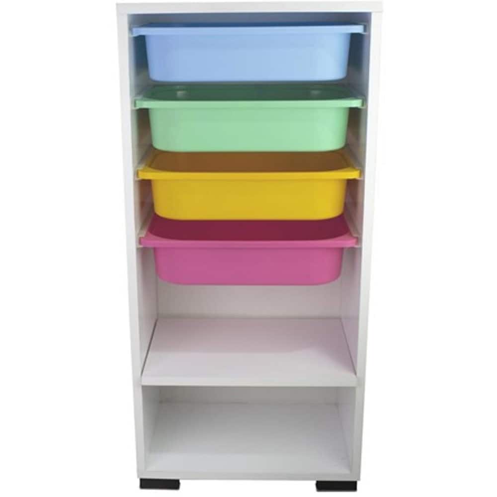 Dulap cutii depozitare NIA, 45.5 x 30 x 90 cm, multicolor, 4 cutii