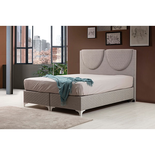 Pat tapitat Valencia, lada depozitare, somiera, 160 x 202 cm, gri