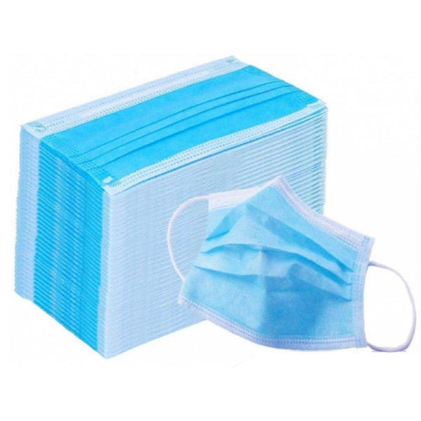 Set masti igienice de unica folosinta EVA, 3 straturi, 50 bucati, albastru