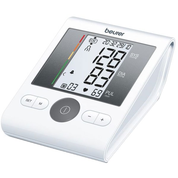 Tensiometru digital de brat BEURER BM28, 4 utilizatori x 30 memorii, adaptor, alb