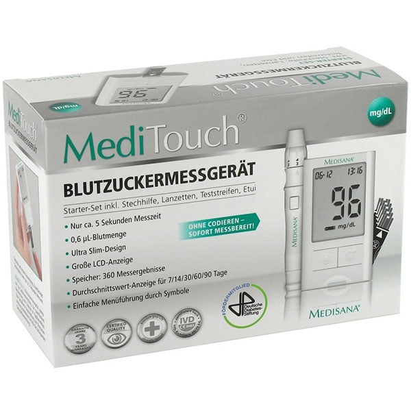 Glucometru MEDISANA MediTouch 79025, 10 ace, 360 memorii, alb