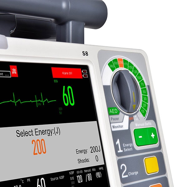 Defibrilator configutatie standard COMEN S8, Acumulator Li-Ion, crem + Cablu SPO2, NIBP, Dual Temp, IBP, ETCO2