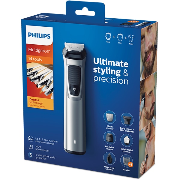 Aparat multifunctional 14 in 1 PHILIPS Series 7000 MG7720/15, 120 min autonomie, argintiu