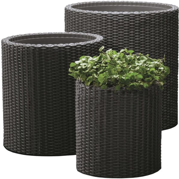 Ghiveci flori KETER model ratan, plastic, D 43.7 cm, negru