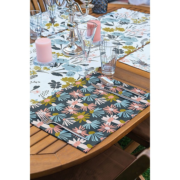 Suport farfurii si napron Leaves, 35 x 45 cm, 35 x 140 cm, 4 + 1 bucati, multicolor