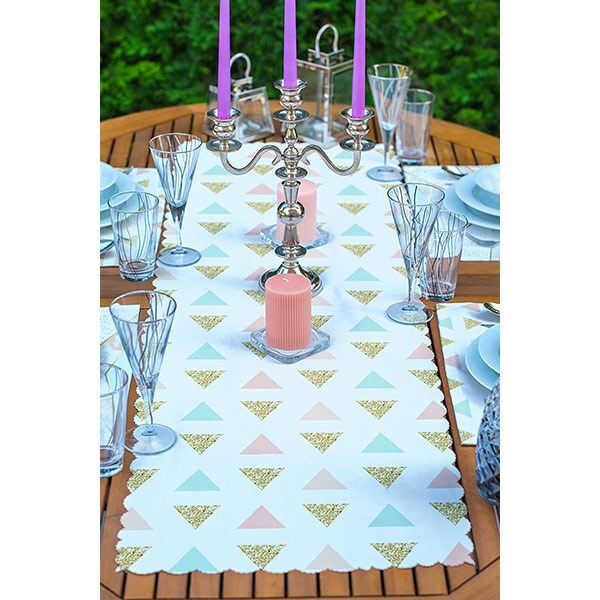 Suport farfurii si napron Geometric, 35 x 45 cm, 35 x 140 cm, 4 + 1 bucati, multicolor