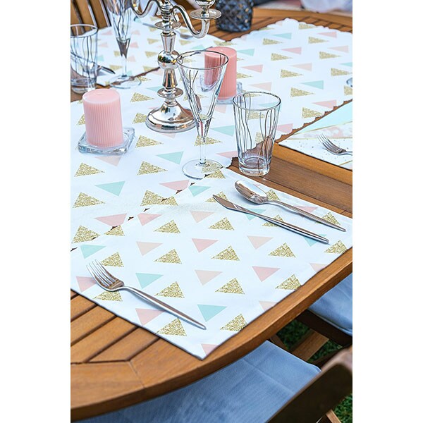 Suport farfurii si napron Geometric, 35 x 45 cm, 35 x 140 cm, 4 + 1 bucati, multicolor