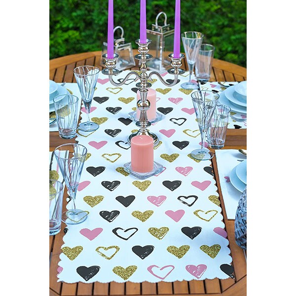 Suport farfurii si napron Heart, 35 x 45 cm, 35 x 140 cm, 4 + 1 bucati, multicolor