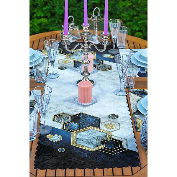 Suport farfurii si napron Geometric 2, 35 x 45 cm, 35 x 140 cm, 4 + 1 bucati, multicolor