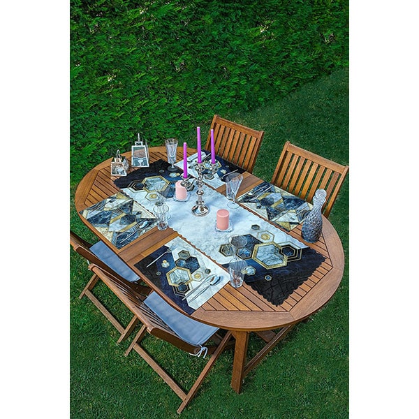 Suport farfurii si napron Geometric 2, 35 x 45 cm, 35 x 140 cm, 4 + 1 bucati, multicolor