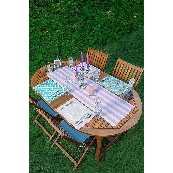 Suport farfurii si napron Pink&Green, 35 x 45 cm, 35 x 140 cm, 4 + 1 bucati, multicolor