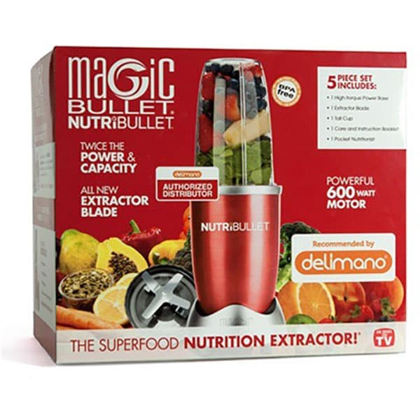 Blender DELIMANO Nutribullet Magic Bullet, 0.7l, 600W, 1 treapta viteza, argintiu-rosu