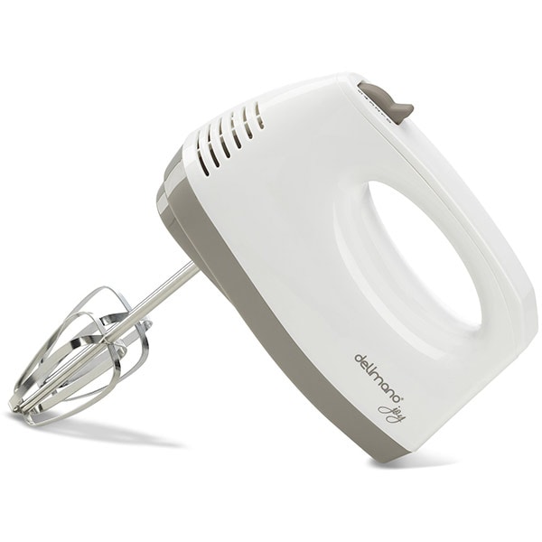 Set DELIMANO 110037473PAK: Storcator citrice 0.8l, 40W + Mixer de mana 150W, 5 trepte viteza + Mini tocator 0.6l, 200W, alb - gri 