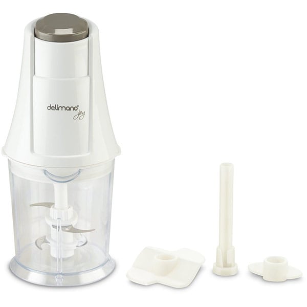 Set DELIMANO 110037473PAK: Storcator citrice 0.8l, 40W + Mixer de mana 150W, 5 trepte viteza + Mini tocator 0.6l, 200W, alb - gri 