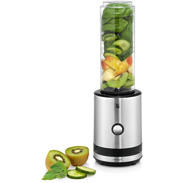 Blender WMF Kitchen Minis Smoothie To Go 416500011, 0.6l, 300W, 1 treapta viteza, argintiu-negru 