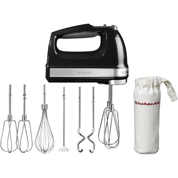 Mixer de mana KITCHENAID 5KHM9212EOB, 85W, 9 trepte viteza, negru lucios-argintiu