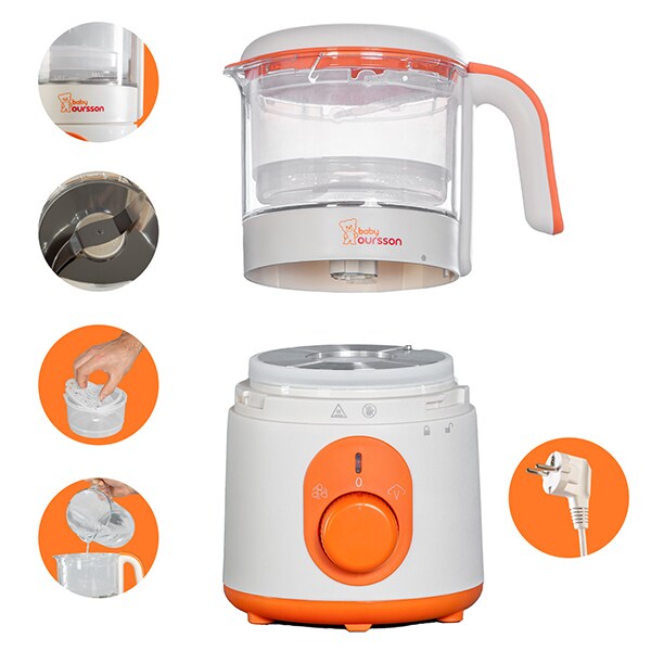 Aparat de gatit cu aburi OURSSON Cream Soup Maker BL1050HT/OR, 500W, alb - portocaliu