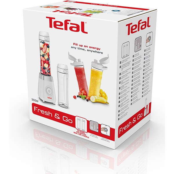 Mini blender TEFAL Fresh&Go BL1KJ131, 0.6l, 1 treapta viteza, alb
