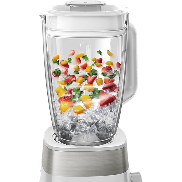 Blender PHILIPS ProBlend Crush HR2224/00, 2l, 800W, 3 trepte viteza, alb-argintiu