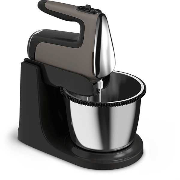 Mixer cu bol TEFAL Power'mix Silence HT654E38, 2.5l, 600W, 5 trepte viteza, argintiu-negru
