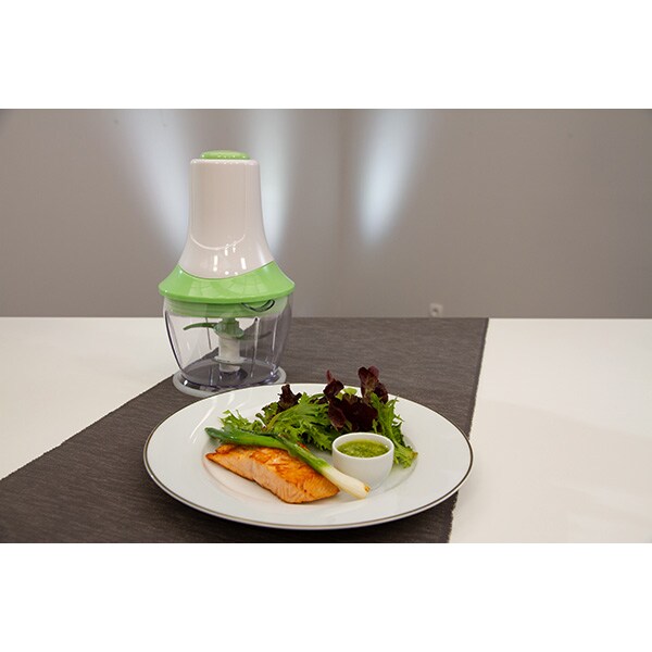 Mini tocator MEDIASHOP Livington MagicCut M28935, 1l, 300W, 1 treapta viteza, alb-verde