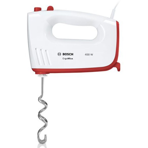 Mixer de mana BOSCH MFQ36300S, 400W, 5 trepte viteza, alb-rosu 