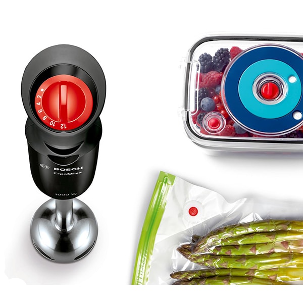 Mixer vertical BOSCH ErgoMixx MS6CB61V5, 0.6l, 1000W, 12 trepte viteza, negru-argintiu