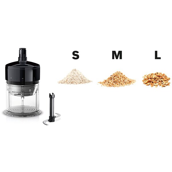 Mixer vertical BOSCH ErgoMixx Style MS6CM6166, 0.75l, 1000W, 12 trepte viteza, negru-argintiu