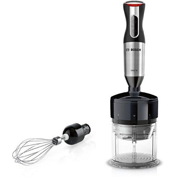 Mixer vertical BOSCH ErgoMixx Style MS6CM6166, 0.75l, 1000W, 12 trepte viteza, negru-argintiu