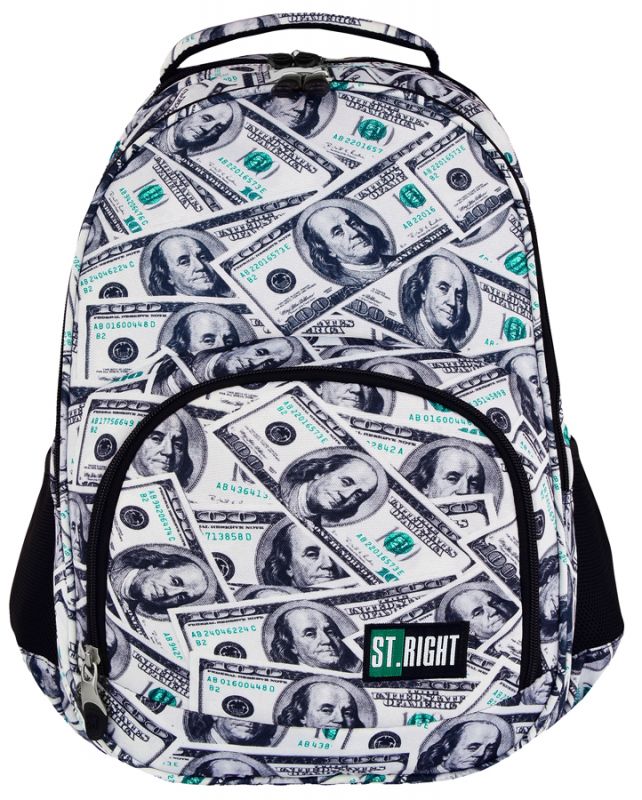 Ghiozdan MAJEWSKI St.Right Dollars BP23, alb-negru