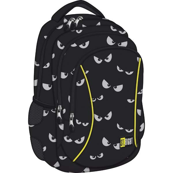 Ghiozdan MAJEWSKI St. Right Glowing Eyes BP26, negru-alb