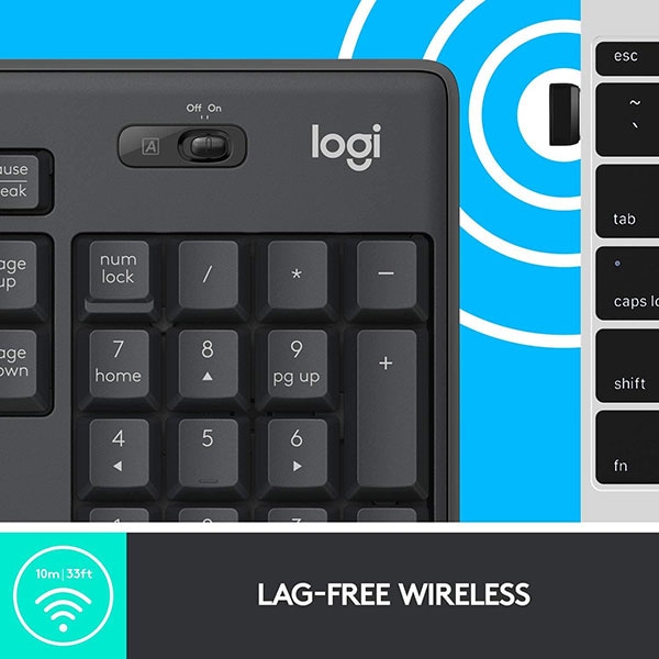 Kit tastatura si mouse Wireless LOGITECH MK295 Silent, USB, grafit